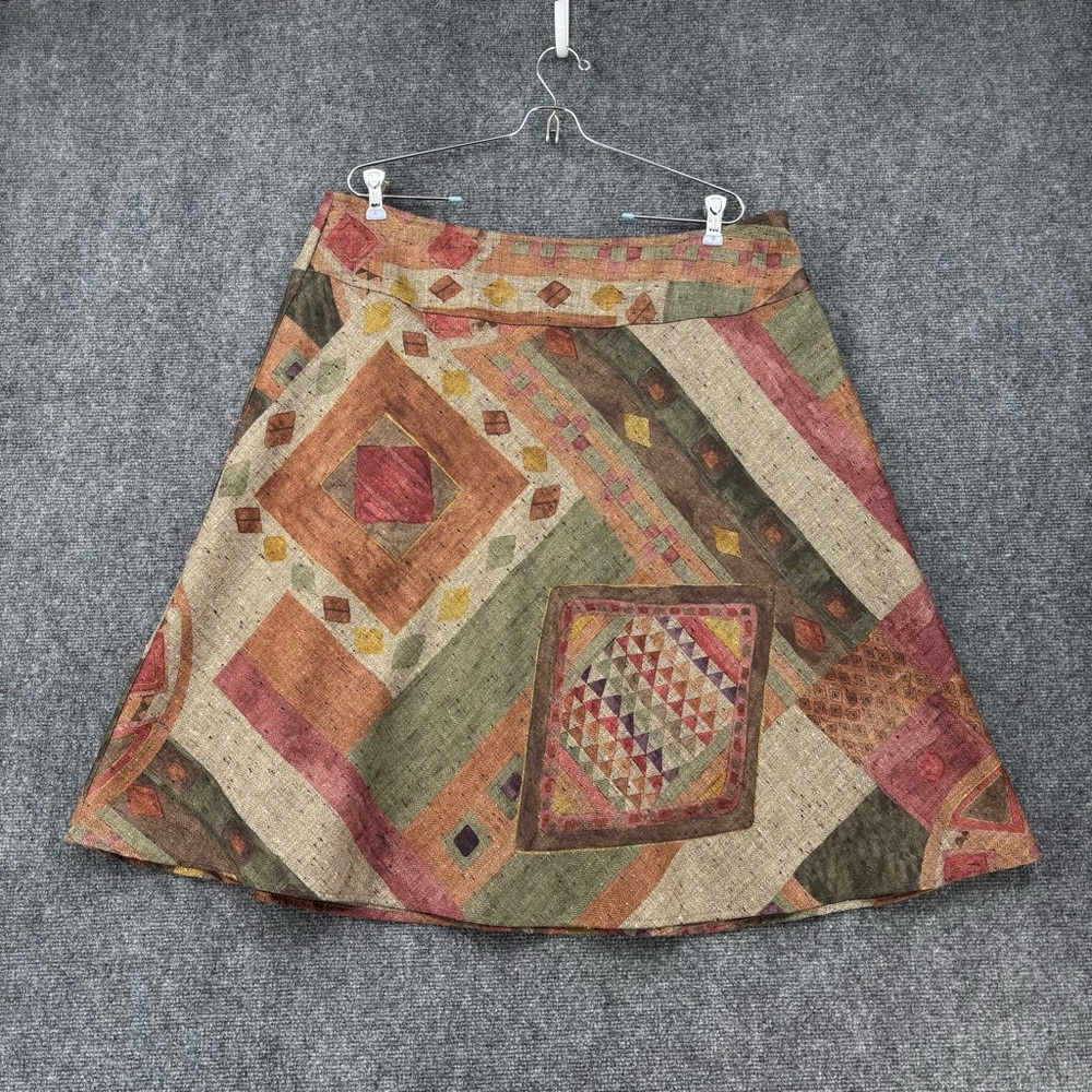 Coldwater Creek Aztec Southwestern Twill A Line Skirt Women’s Large Office Artsy